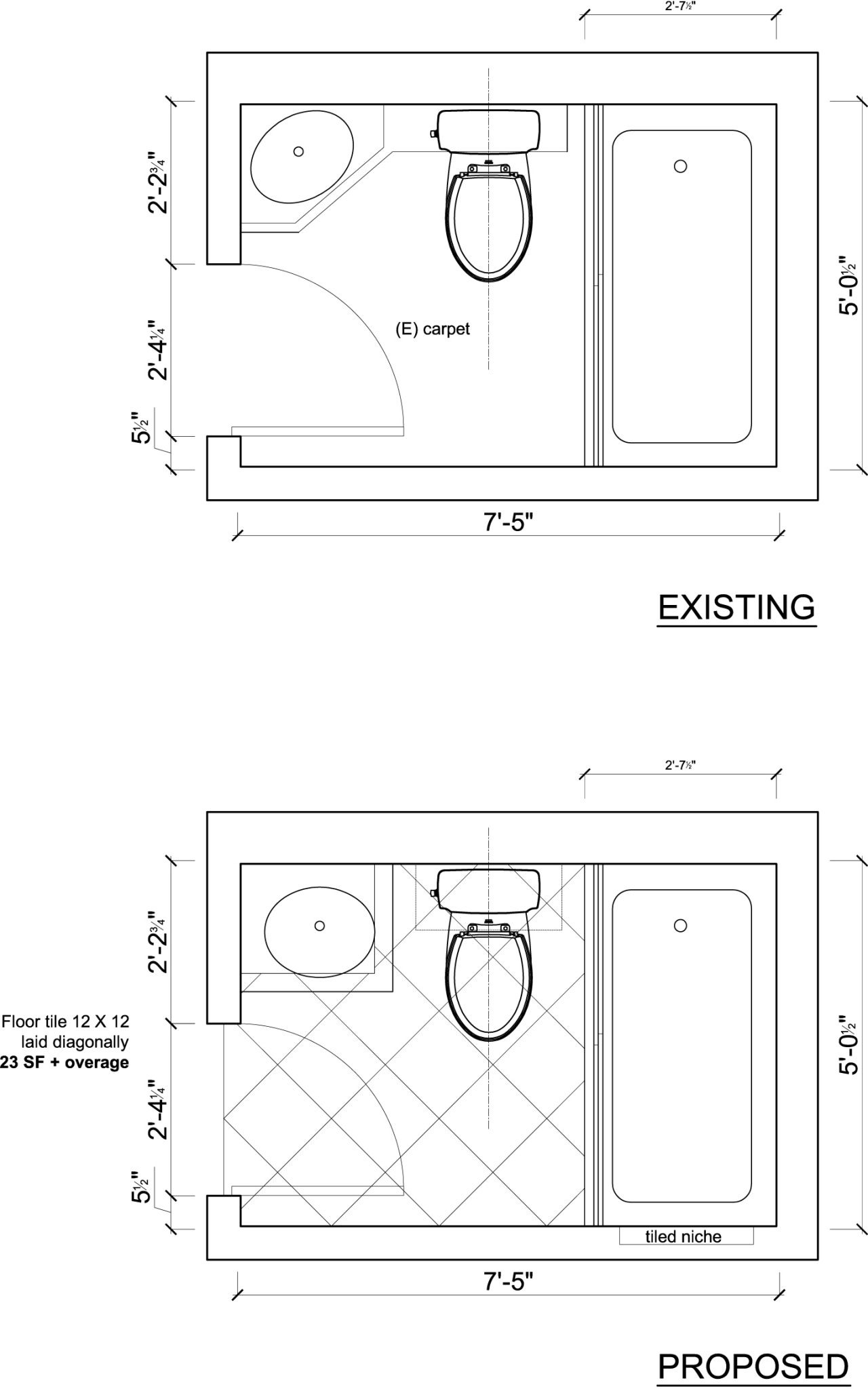 The plan for reorienting the sink, and new tile floor