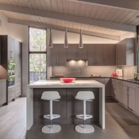 Brookhaven White Kitchen Countertop with Grey Cabinets