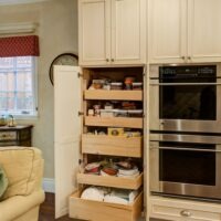 Cream Kitchen Cabinets witth Oak Drawers