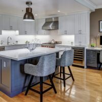 Gray and White Open Concept Kitchen